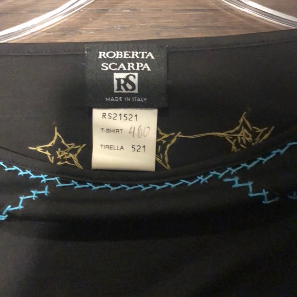 Roberta Scarpa Dark olive with blue stitching long sleeve shirt with gold design - Picture 3 of 4